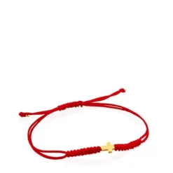 Pulseira Sweet Dolls XXS cruz de Cordão na cor vermelha e Ouro