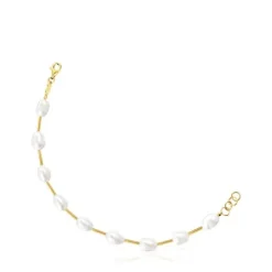 Pulseira tubo banhada a ouro de 18 K sobre prata e pérolas cultivadas Gloss