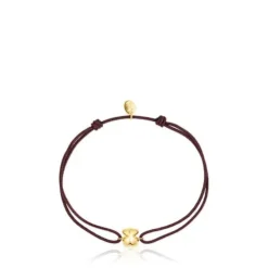 Pulseira urso em ouro e cordão castanho TOUS Balloon