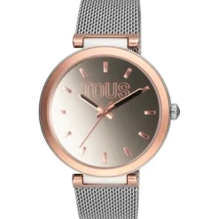 Relógio analógico com bracelete em aço e caixa de alumínio na cor IPRG rosado TOUS S-Mesh Mirror