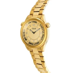 Relógio analógico com bracelete em aço IPG dourado e mostrador dourado TOUS Now