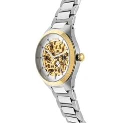 Relógio analógico em aço IPG dourado e bracelete em aço Karat Round