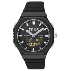 Relógio analógico/digital em aço e bracelete em nylon preto Bet