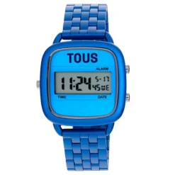 Relógio digital com bracelete em aço em cor azul D-Logo