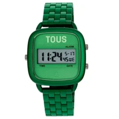 Relógio digital com bracelete em aço em cor verde D-Logo
