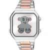 Relógio digital com bracelete em aço SS e aço IPRG rosado D-BEAR