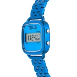 Relógio digital com bracelete em aço em cor azul D-Logo