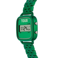 Relógio digital com bracelete em aço em cor verde D-Logo