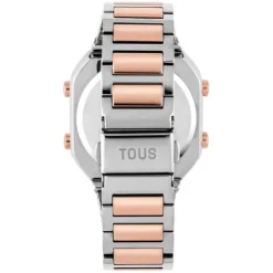 Relógio digital com bracelete em aço SS e aço IPRG rosado D-BEAR