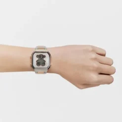 Relógio digital com bracelete em aço SS e aço IPRG rosado D-BEAR