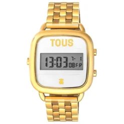 Relógio digital D-Logo com correia em aço IP dourado