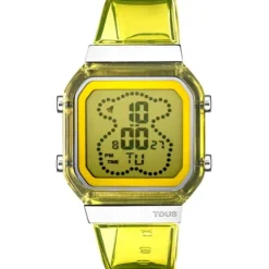 Relógio digital em policarbonato amarelo e aço D-BEAR Fresh