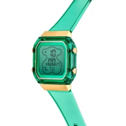 Relógio digital em policarbonato menta e aço IPG dourado D-BEAR Fresh