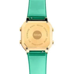 Relógio digital em policarbonato menta e aço IPG dourado D-BEAR Fresh