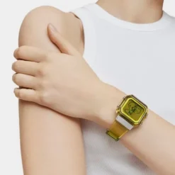 Relógio digital em policarbonato amarelo e aço D-BEAR Fresh