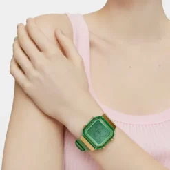 Relógio digital em policarbonato menta e aço IPG dourado D-BEAR Fresh