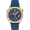 Relógio gmt automático  com correia de silicone azul-marinho, caixa em aço IPG dourado e mostrador em madrepérola TOUS Now