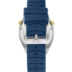 Relógio gmt automático  com correia de silicone azul-marinho, caixa em aço IPG dourado e mostrador em madrepérola TOUS Now