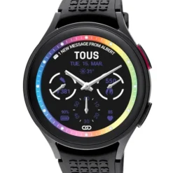 Relógio Samsung Galaxy 5 Pro X TOUS smartwatch de titânio preto com pulseira de silicone preta