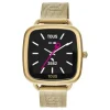 Relógio smartwatch com bracelete em aço IPG dourado D-Connect