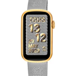 Relógio smartwatch com bracelete em aço e caixa de alumínio na cor IPG dourado TOUS T-Band Mesh
