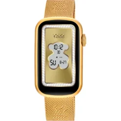 Relógio smartwatch com bracelete em aço IPG dourado e caixa de alumínio na cor IPG dourado TOUS T-Band Mesh