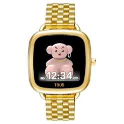 Relógio smartwatch com bracelete em aço IPG dourado D-Connect