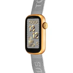 Relógio smartwatch com bracelete em aço e caixa de alumínio na cor IPG dourado TOUS T-Band Mesh