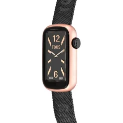 Relógio smartwatch com bracelete em aço IP cinzento e caixa de alumínio na cor IPRG rosado TOUS T-Band Mesh