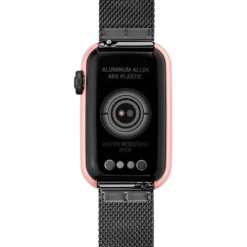 Relógio smartwatch com bracelete em aço IP cinzento e caixa de alumínio na cor IPRG rosado TOUS T-Band Mesh