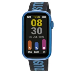 Relógio smartwatch com correia em nylon e correia em silicone azul T-Band