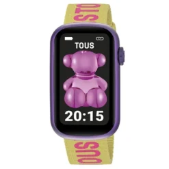 Relógio smartwatch com correia em nylon e correia em silicone fúcsia T-Band
