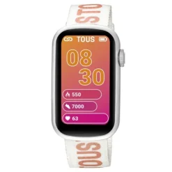 Relógio smartwatch com correia em nylon e correia em silicone rosa T-Band