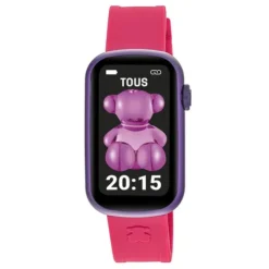 Relógio smartwatch com correia em nylon e correia em silicone fúcsia T-Band