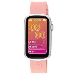 Relógio smartwatch com correia em nylon e correia em silicone rosa T-Band