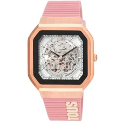 Relógio smartwatch com correia em nylon e correia em silicone rosa B-Connect