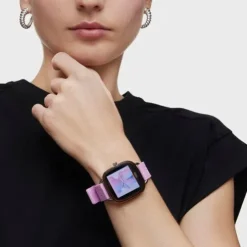 Relógio smartwatch com correia em silicone rosa D-Connect