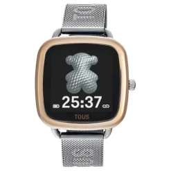 Relógio smartwatch em aço IPRG rosa e bracelete em aço D-Connect