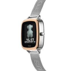 Relógio smartwatch em aço IPRG rosa e bracelete em aço D-Connect