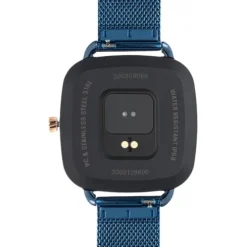 Relógio smartwatch em aço IPRG rosa e bracelete em aço IP azul D-Connect