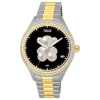 Relógio smartwatch T- Shine Connect com bracelete em aço, aço IP dourado e zircónias brancas