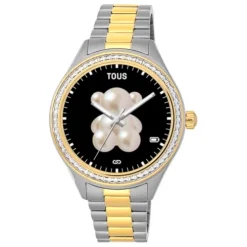 Relógio smartwatch T- Shine Connect com bracelete em aço, aço IP dourado e zircónias brancas