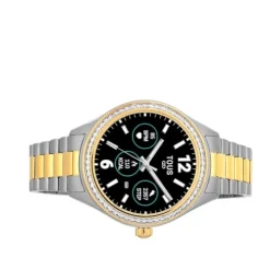Relógio smartwatch T- Shine Connect com bracelete em aço, aço IP dourado e zircónias brancas