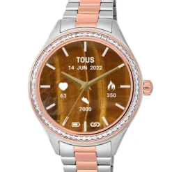 Relógio smartwatch T- Shine Connect com bracelete em aço, aço IP rosado e zircónias brancas