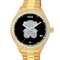 Relógio smartwatch T- Shine Connect com bracelete em aço IP dourado e zircónias brancas