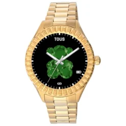Relógio smartwatch T-Bear Connect com bracelete em aço IP dourado