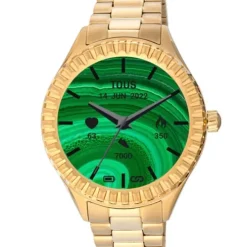 Relógio smartwatch T-Bear Connect com bracelete em aço IP dourado