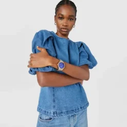 Relógio smartwatch T-Bear Connect com bracelete em aço e aço IP rosado