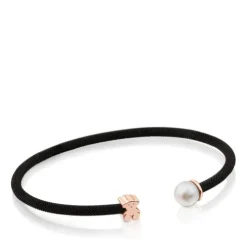 Steel and Rose Vermeil Silver Icon Mesh Bracelet with Pearl