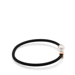 Steel and Rose Vermeil Silver Icon Mesh Bracelet with Pearl